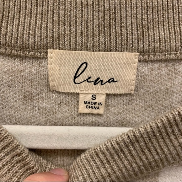 Lena Cream and Tan Crew Neck Sweater - Picture 3 of 3
